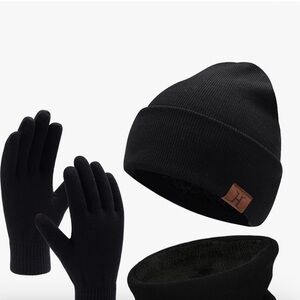 Winter Beanie Hat Scarf Gloves Set